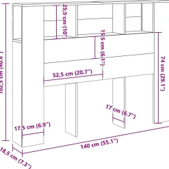 Vidaxl Armoire à tête de lit Chêne artisanal 140 x 18,5 x 102,5 cm Bois d'ingénierie Discount
