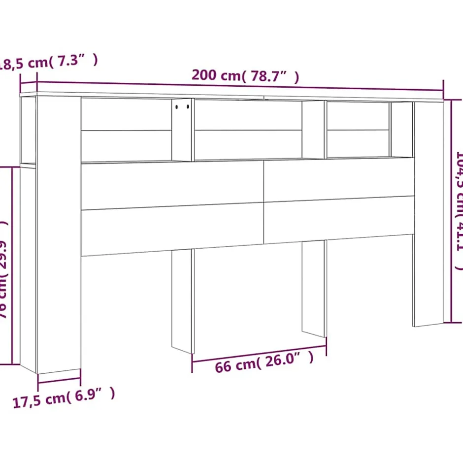 Vidaxl Armoire de tête de lit chêne sonoma 200x18,5x104,5 cm Clearance