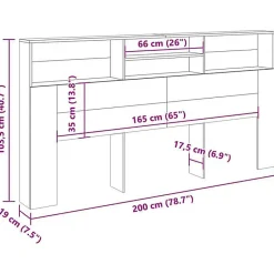 Vidaxl Armoire de tête de lit chêne artisanal 200x19x103,5 cm Online