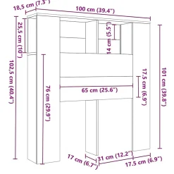 Vidaxl Armoire de tête de lit vieux bois 100x18,5x102,5 cm