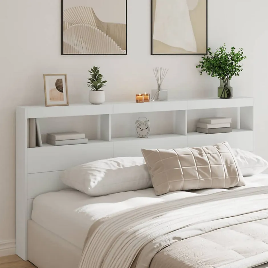 Vidaxl Armoire tête de lit avec LED blanc 200x17x102 cm