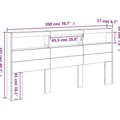 Vidaxl Armoire tête de lit avec LED blanc 200x17x102 cm