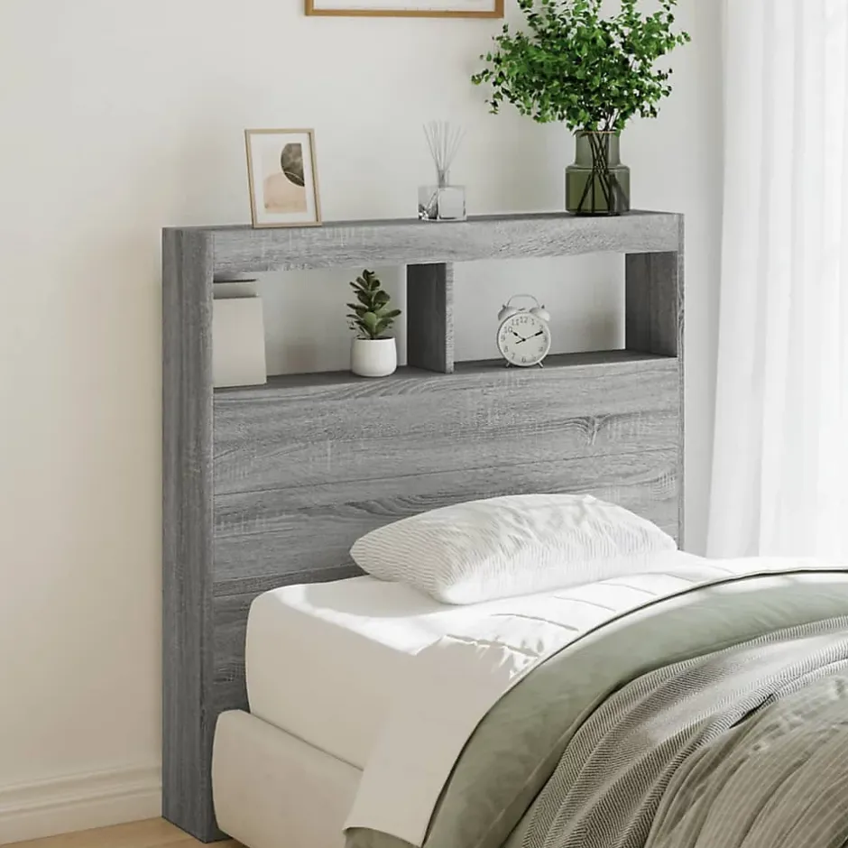 Vidaxl Armoire tête de lit avec LED sonoma gris 100x17x102 cm Sale