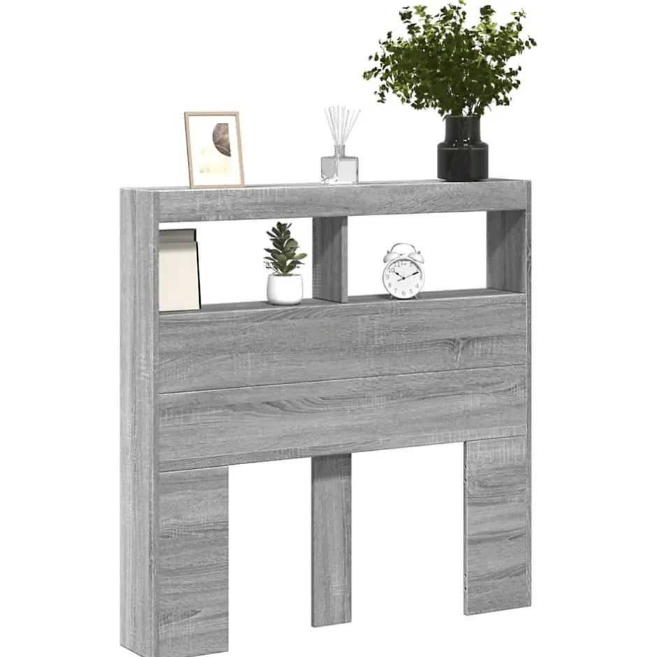 Vidaxl Armoire tête de lit avec LED sonoma gris 100x17x102 cm Sale
