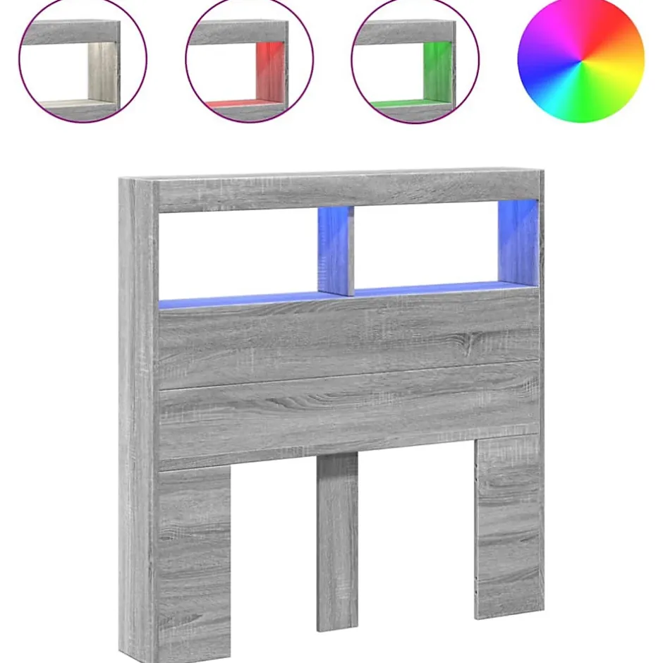 Vidaxl Armoire tête de lit avec LED sonoma gris 100x17x102 cm Sale