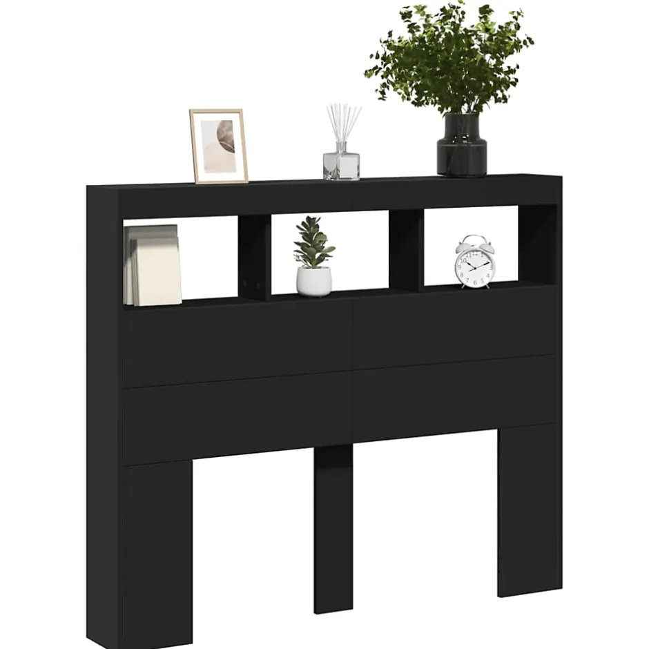 Vidaxl Armoire tête de lit avec LED noir 120x17x102 cm Hot