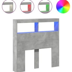 Vidaxl Armoire tête de lit avec LED gris béton 100x17x102 cm