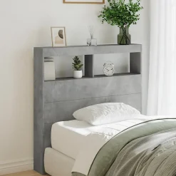 Vidaxl Armoire tête de lit avec LED gris béton 100x17x102 cm