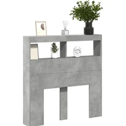 Vidaxl Armoire tête de lit avec LED gris béton 100x17x102 cm