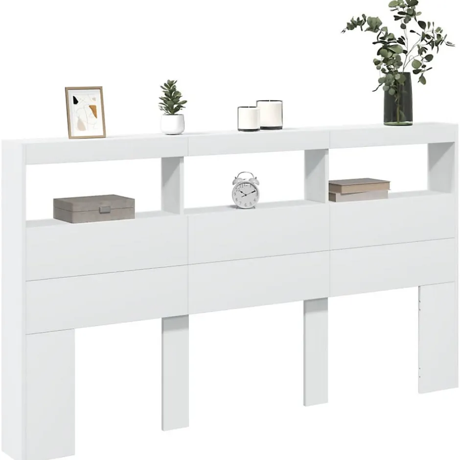 Vidaxl Armoire tête de lit avec LED blanc 180x17x102 cm