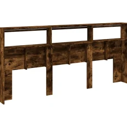 Vidaxl Armoire tête de lit avec LED chêne fumé 220x17x102 cm