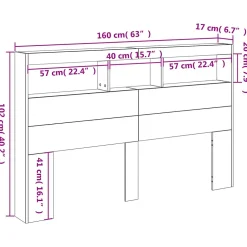 Vidaxl Armoire tête de lit avec LED blanc 160x17x102 cm