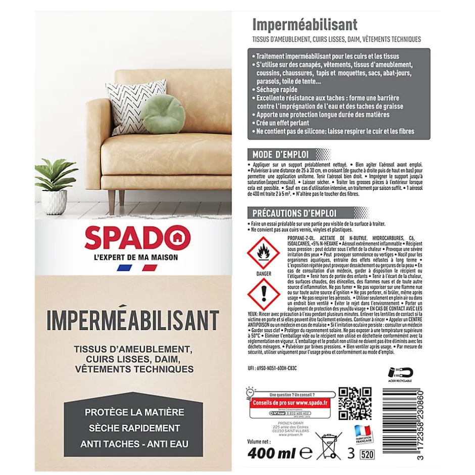 Spado Aérosol imperméabilisant 400ml