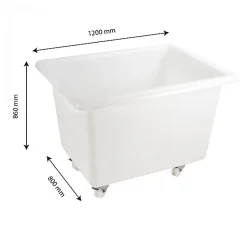 Gilac Bac grand volume 500 L - 2 roues fixes, 2 pivotantes avec freins - blanc