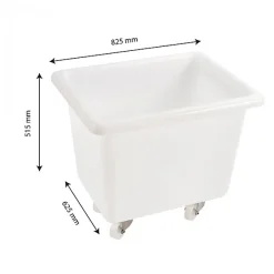 Gilac Bac grand volume 170 L - 2 roues fixes, 2 pivotantes avec freins - blanc