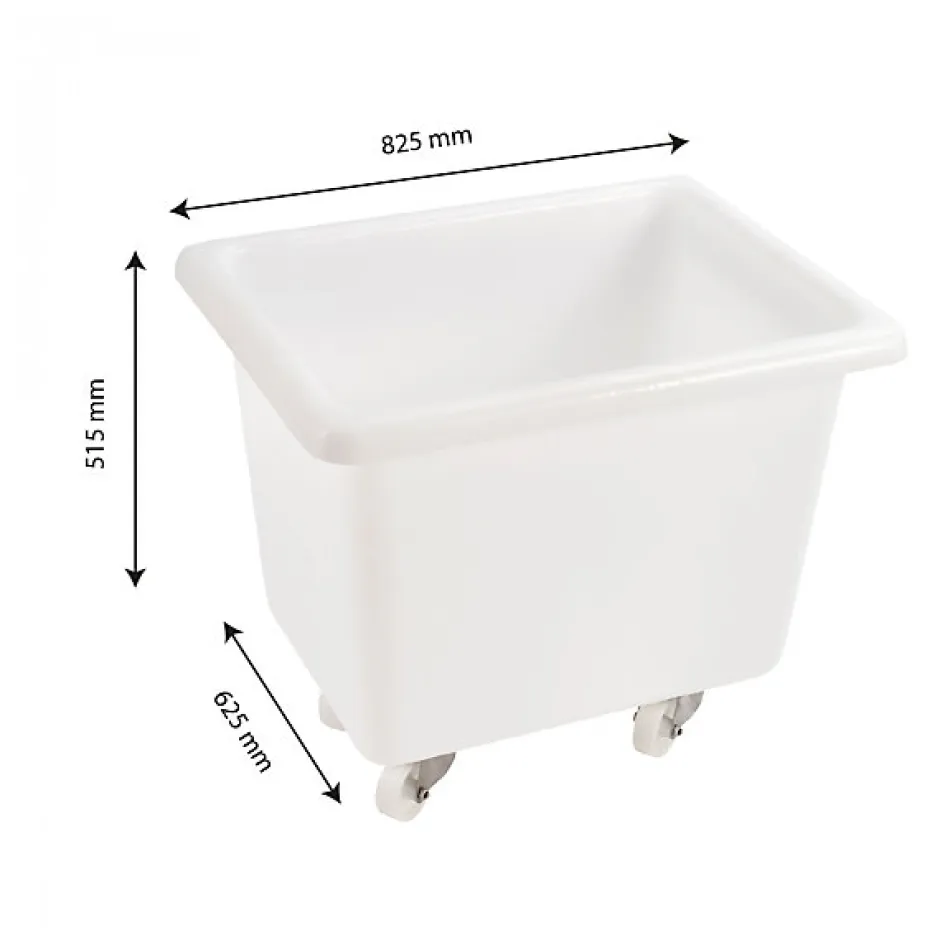 Gilac Bac grand volume 170 L - 2 roues fixes, 2 pivotantes avec freins - blanc