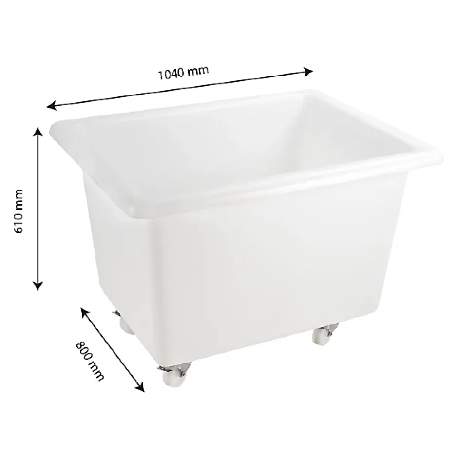 Gilac Bac grand volume 310 L - 2 roues fixes, 2 pivotantes avec freins - blanc Clearance