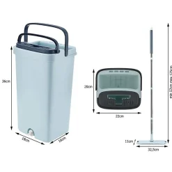Importdistrib Balai serpillière plat avec seau essoreuse deux compartiments + 3x lavette offerte