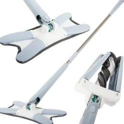 Importdistrib Balai serpillière plat pour le nettoyage des sols avec essoreuse rotative