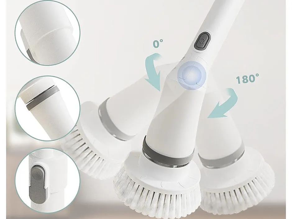 Importdistrib Balai serpillière rotatif électrique avec 6 embouts tornado New