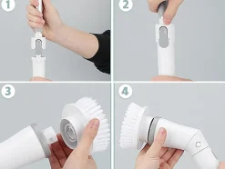 Importdistrib Balai serpillière rotatif électrique avec 6 embouts tornado New