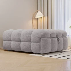 Okwish Banquette Convertible - Lit Pliant 2-en-1 avec Lit D'Appoint, Tissu Pelucheux Teddy, Gris, 183x76x42 cm