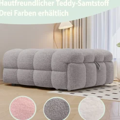 Okwish Banquette Convertible - Lit Pliant 2-en-1 avec Lit D'Appoint, Tissu Pelucheux Teddy, Gris, 183x76x42 cm