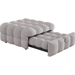 Okwish Banquette Convertible - Lit Pliant 2-en-1 avec Lit D'Appoint, Tissu Pelucheux Teddy, Gris, 183x76x42 cm