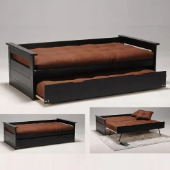 Weber Industries Banquette gigogne TOLEDE 90x190 + 2 sommiers + 1 tiroir-lit / Noir Best