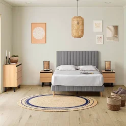 Vs Venta-Stock Base rembourrée Eris 160x200 cm Gris clair Best