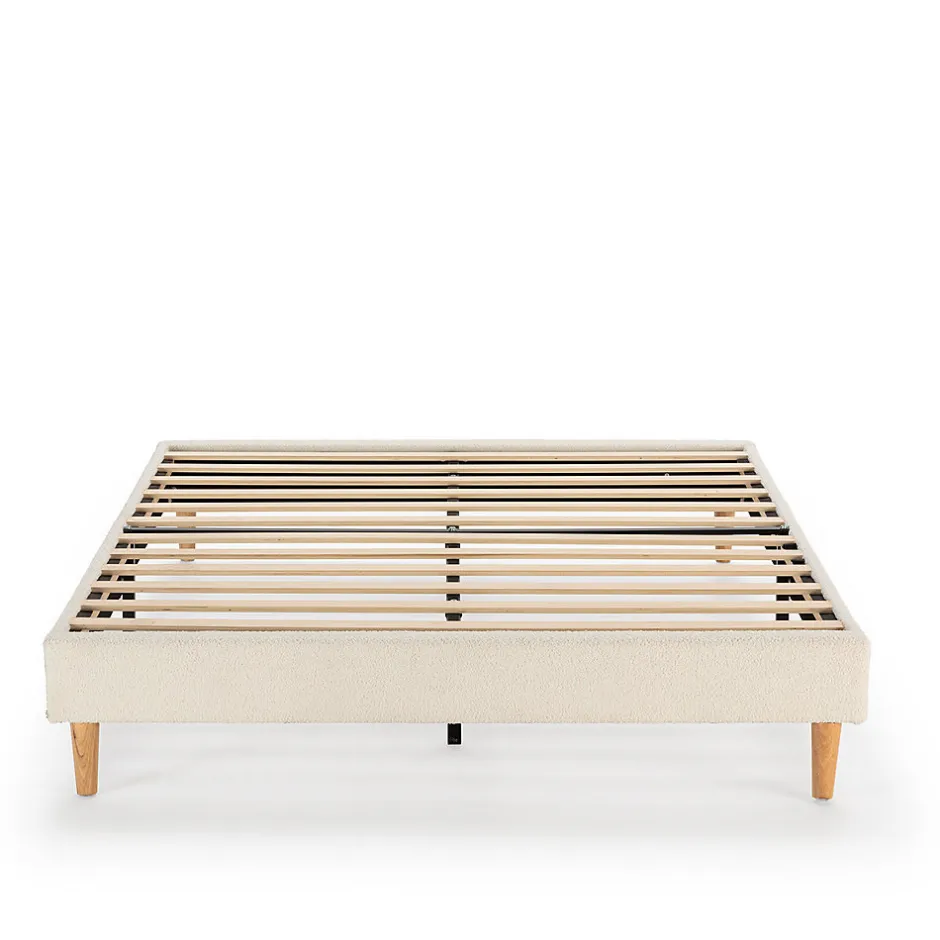 Vs Venta-Stock Base rembourrée Niebla 160x200 cm Imitation tissu mouton beige