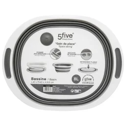 5Five Bassine Retractable 8L avec bouchon de vidange gris et blanc - Blanc-
