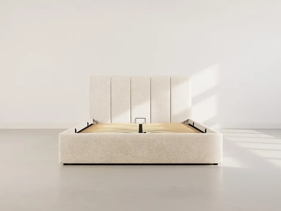 Best Mobilier Beanie - lit coffre - 160x200 cm - en velours - sommier inclus - Best