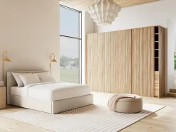 Best Mobilier Beanie - lit coffre - 160x200 cm - en velours - sommier inclus - Best