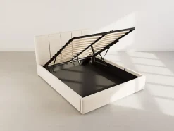Best Mobilier Beanie - lit coffre - 160x200 cm - en velours - sommier inclus - Best