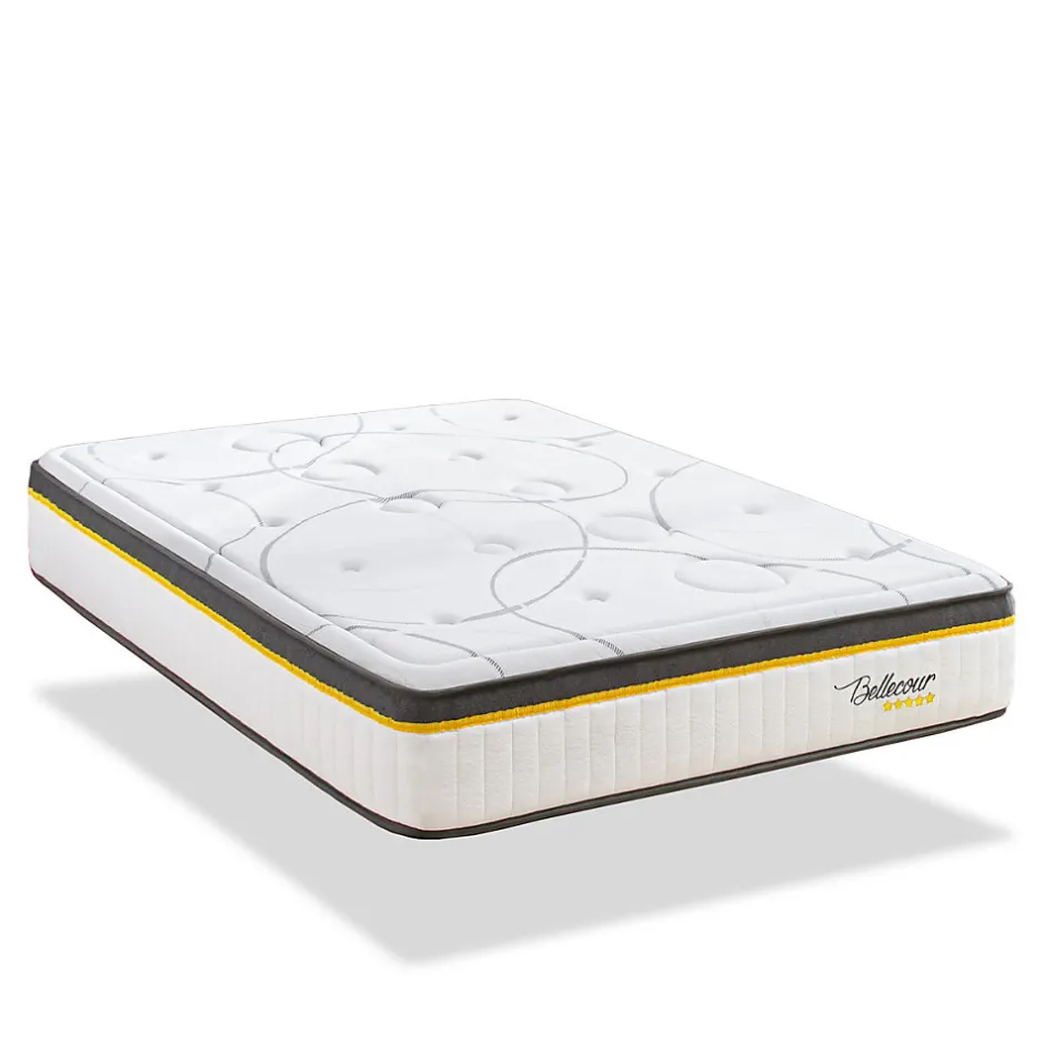 Bellecour LITERIE Pack 3.0 140x200 cm Matelas Ressorts + Sommier Bois + Accessoires