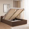 Lisa Design Billy - lit coffre - 140x190 cm - en tissu texturé - sommier inclus - Hot