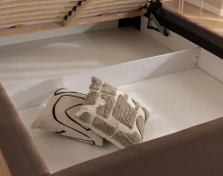 Lisa Design Billy - lit coffre - 140x190 cm - en tissu texturé - sommier inclus - Hot