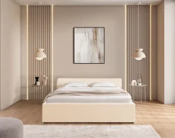 Lisa Design Billy - lit coffre - 140x190 cm - en tissu texturé - sommier inclus - Hot