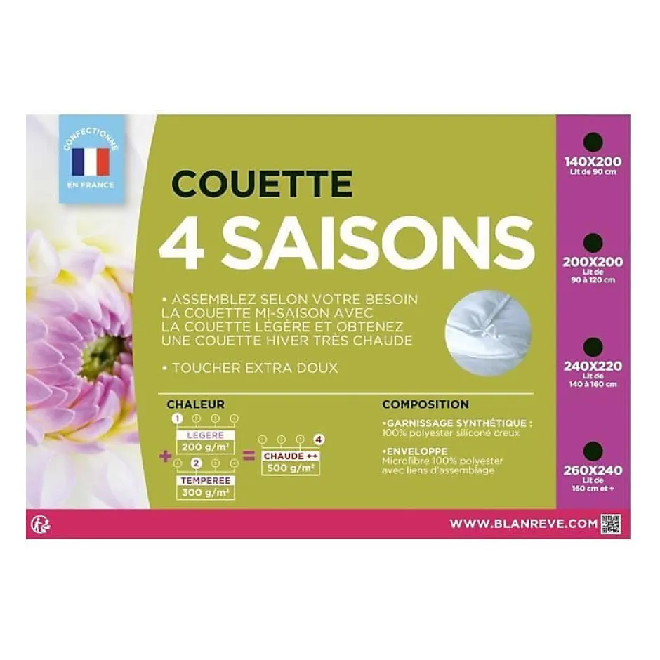 Blanreve Couette 4 saisons - 140 x 200 cm - Blanc