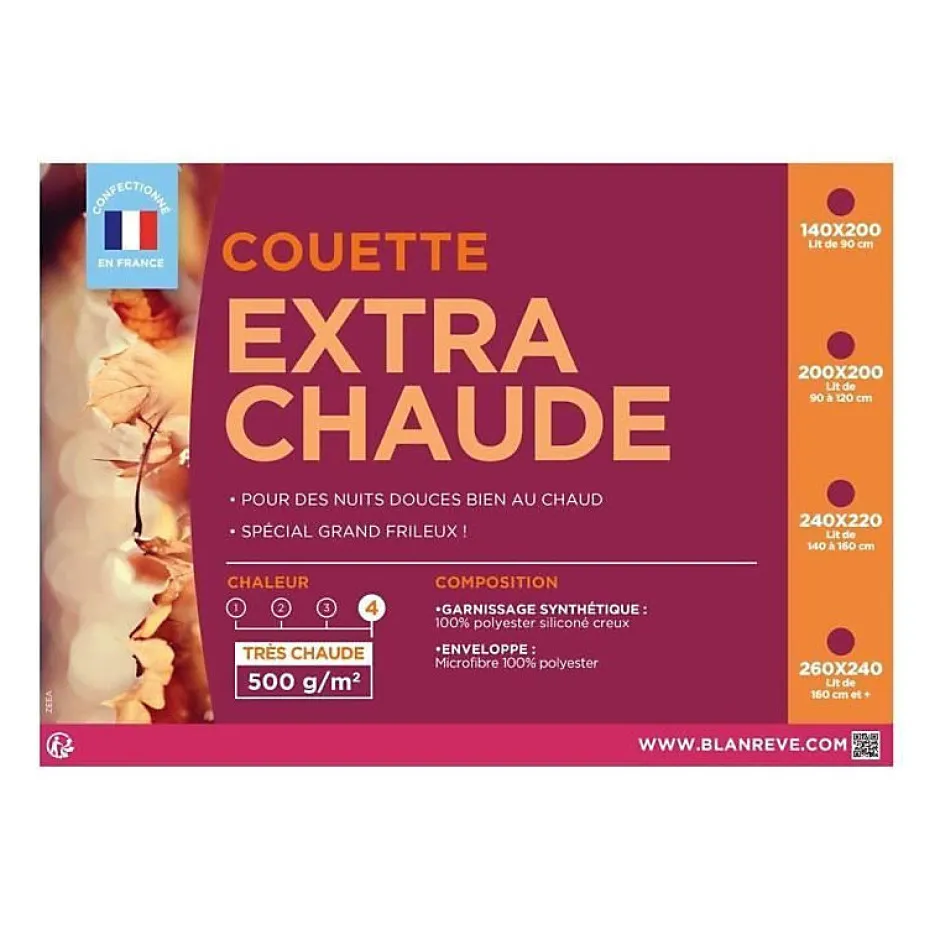 Blanreve Couette extra chaude en microfibre - 220 x 240 cm - Blanc
