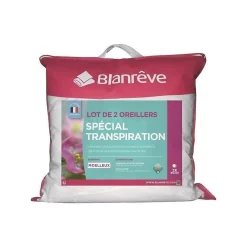 Blanreve Lot de 2 Oreillers Special Transpiration - 60 x 60 cm - Blanc Clearance