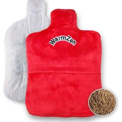 Fishtec Bouillotte naturelle graines de lin Polaire rouge Chaud ou Froid Soulage Lavable 30 C Discount