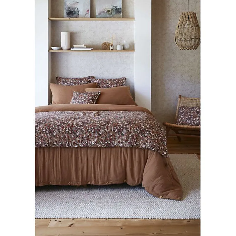 L'Effet Papillon Bout de lit "Capucine" 90 x 200 cm "Gaze de Coton" - Capucine Camel - 90 x 200 cm Sale