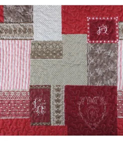 Douceur D'Intérieur Boutis montagne rouge et gris - 240x260cm - Rouge
