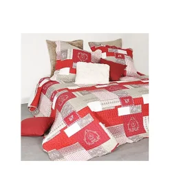 Douceur D'Intérieur Boutis montagne rouge et gris - 220x240cm - Rouge Hot