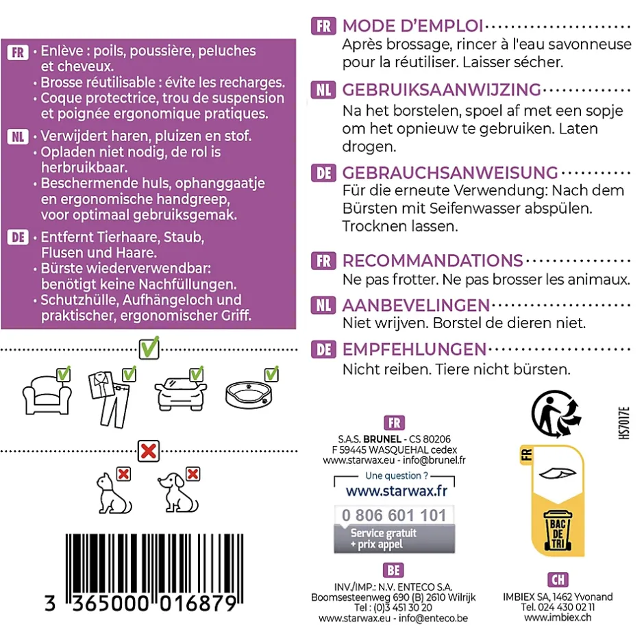 Starwax Brosse adhésive lavable pour textile Clearance