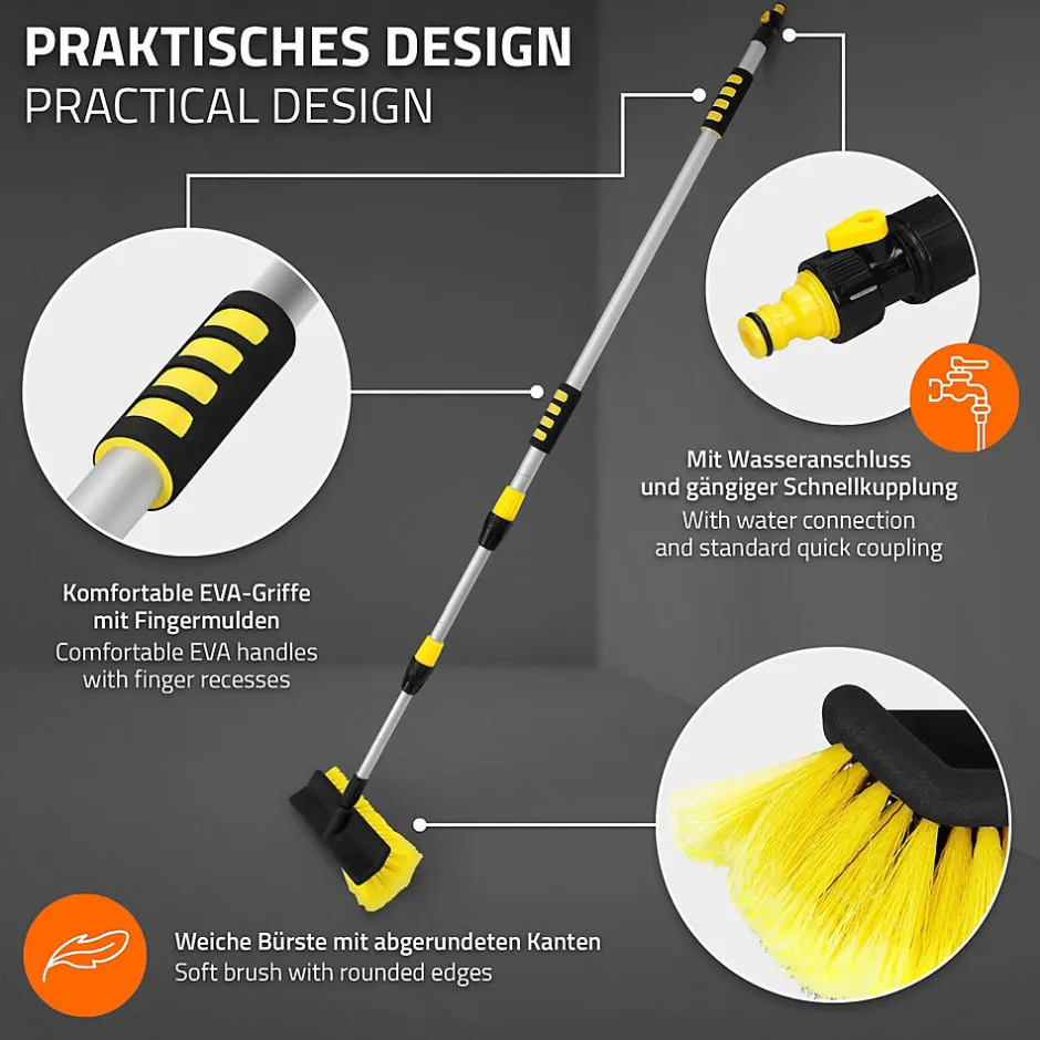 ECD Germany Brosse de Lavage Auto avec Manche Télescopique, Réglable de 130 à 300 cm