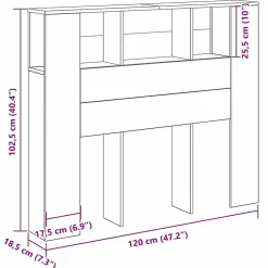 Vidaxl Cabinet de Tête de Lit Chêne noir 120 x 18.5 x 102.5 cm Clearance