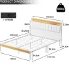 Teeno Cadre de lit, 160 x 200 avec Base en métal, lit 2 Personnes, avec lumières LED et Prises Multiples (1 Prise AC, 2 Ports USB) Online